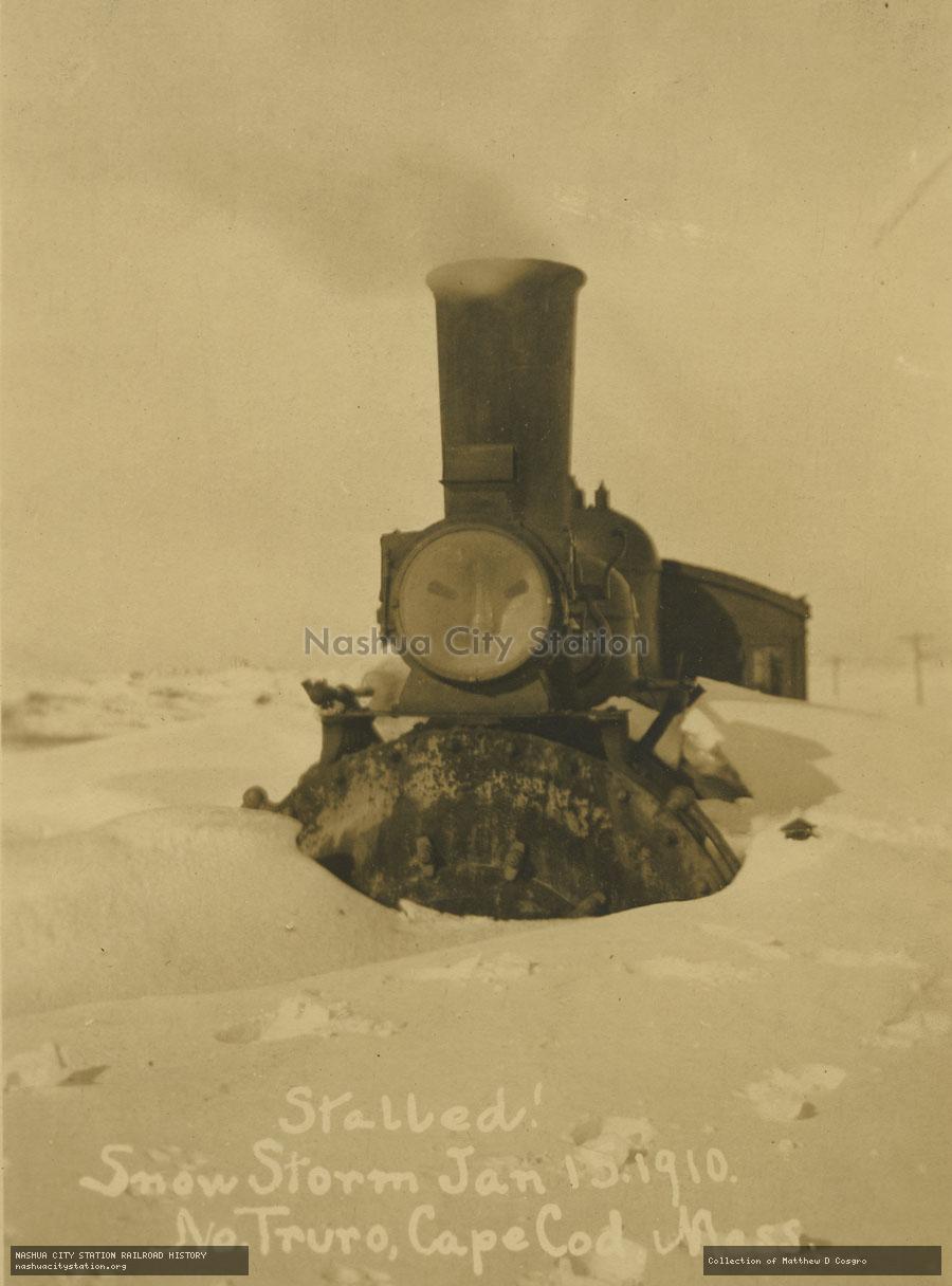 Postcard: Stalled! Snow storm January 15, 1910. North Truro, Cape Cod, Massachusetts